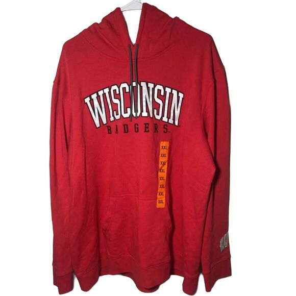 Wisconsin Badgers Men’s XXL Red Hoodie Sweatshirt NWT Pullover NCAA Logo - Picture 2 of 10
